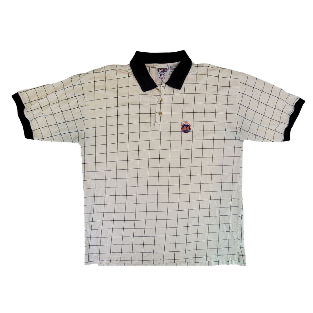 Active Iron Knights MLB Polo Shirt Mens Large‎ Grid Print Black Collar Casual